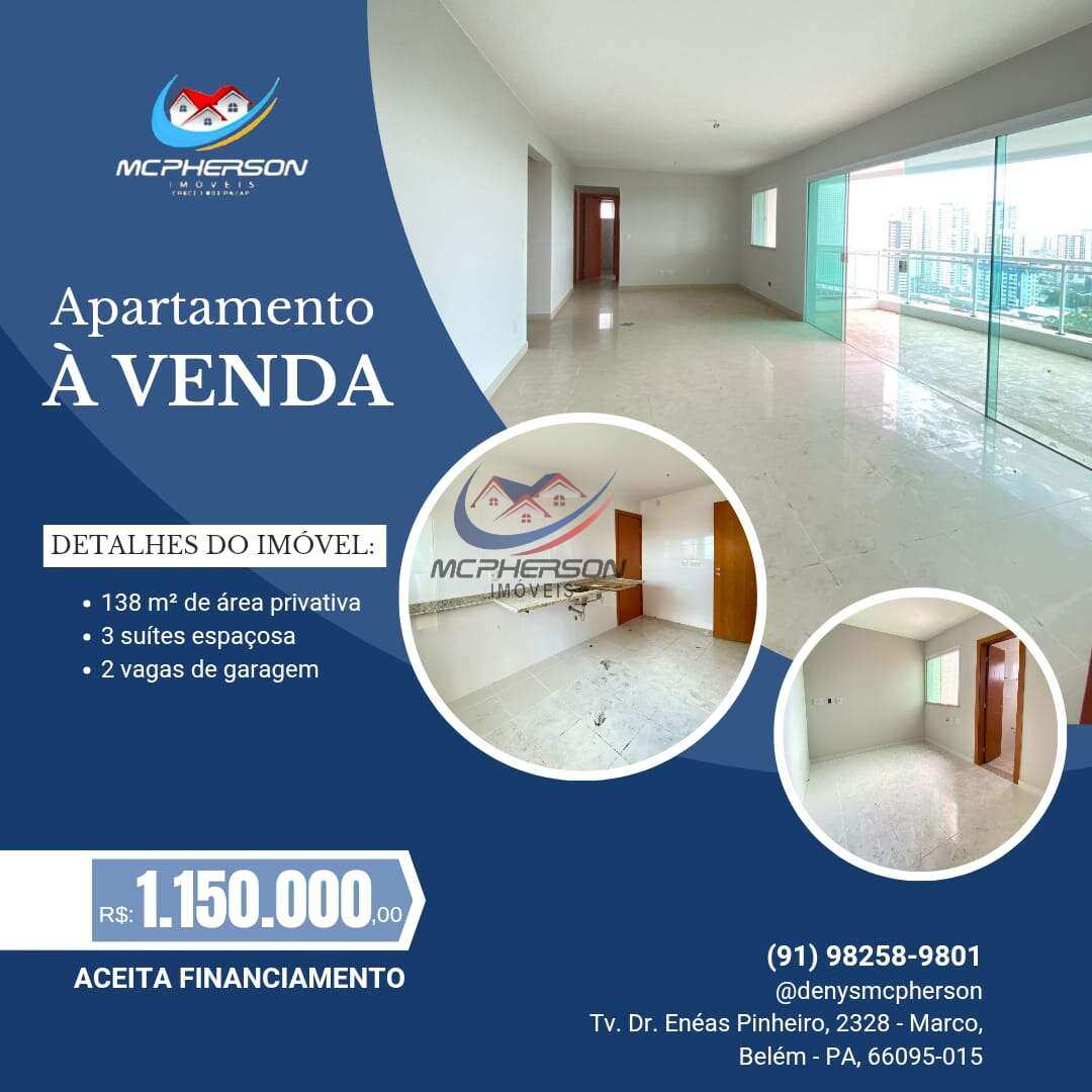 Apartamento à venda em Belém, Marco, com 3 quartos, 138m² - Mcpherson Imóveis