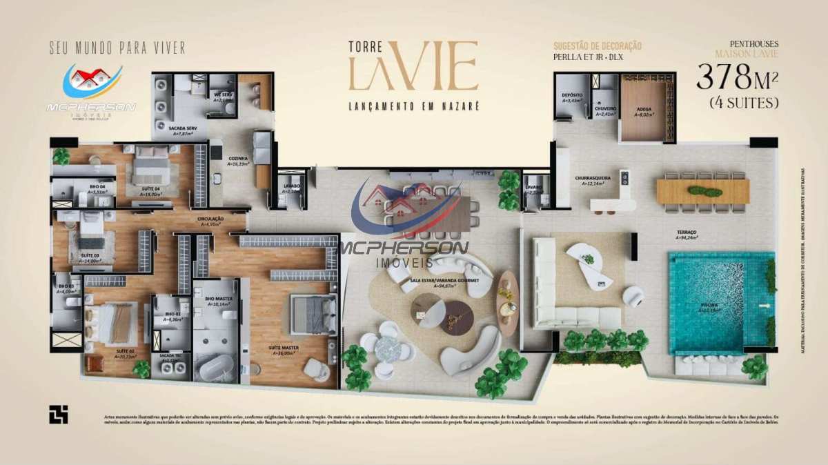  - Apartamento de luxo à venda em Belém, Nazaré, com 3 quartos, 188m²