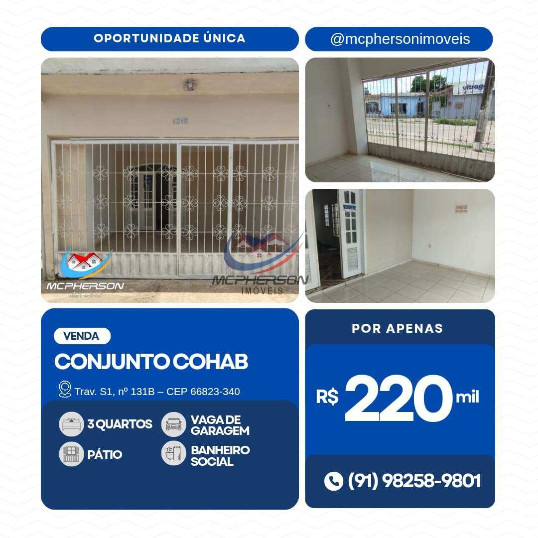 Casa à venda em Belém, Campina de Icoaraci (Icoaraci), com 3 quartos - Mcpherson Imóveis