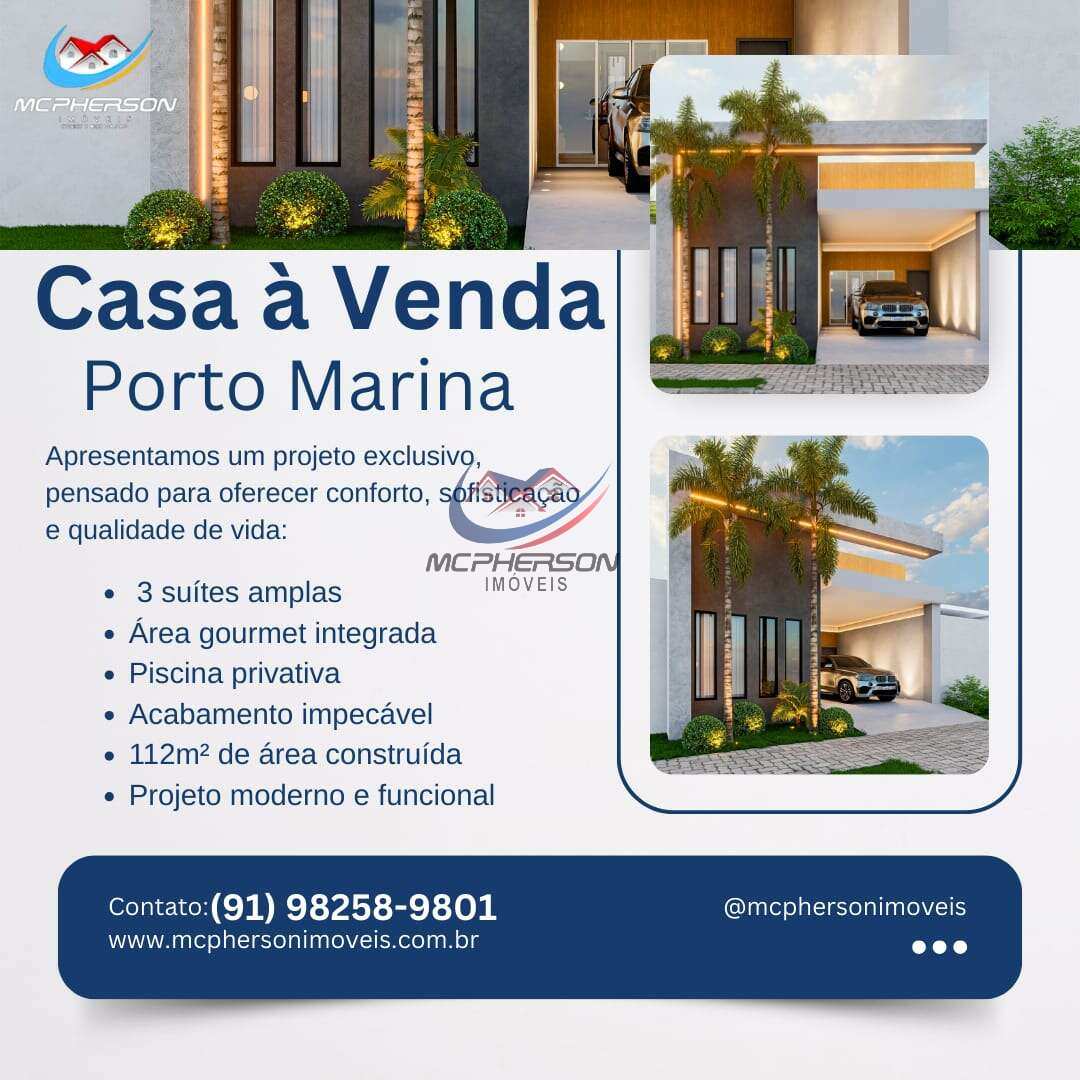 Casa Alto Padrão à venda, no Porto Marina em Ananindeua, Centro, com 3 quartos, 112m² - Mcpherson Imóveis