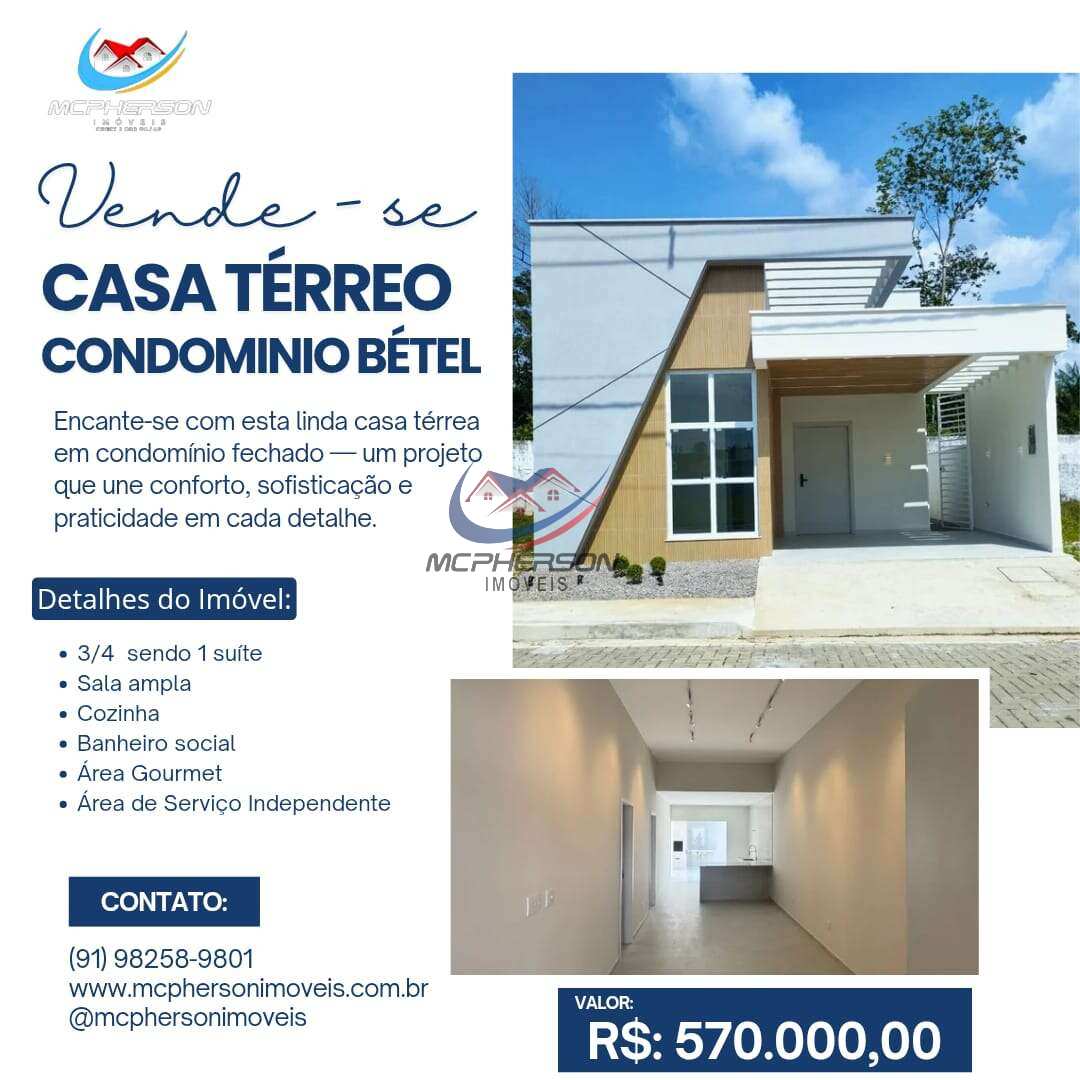 Casa de condomínio à venda, no CONDOMÍNIO BETEL , Curuçambá, com 3 quartos - Mcpherson Imóveis