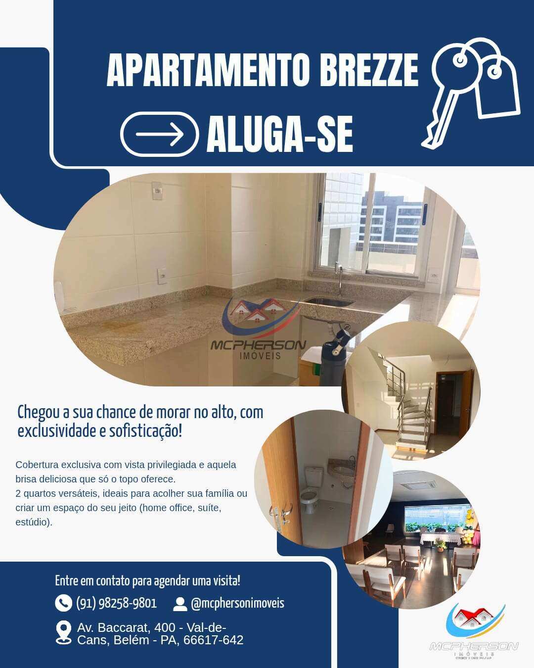 Cobertura para alugar, no Condomínio Cidade Cristal Breeze, , Mangueirão, com 2 quartos - Mcpherson Imóveis