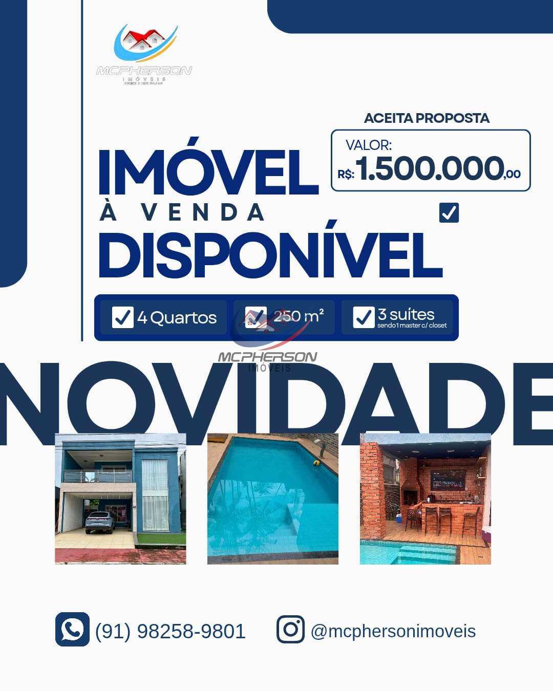 Duplex à venda, no Cidade Jardim II  em Belém, Tapanã (Icoaraci), com 4 quartos, 250 m²m² - Mcpherson Imóveis