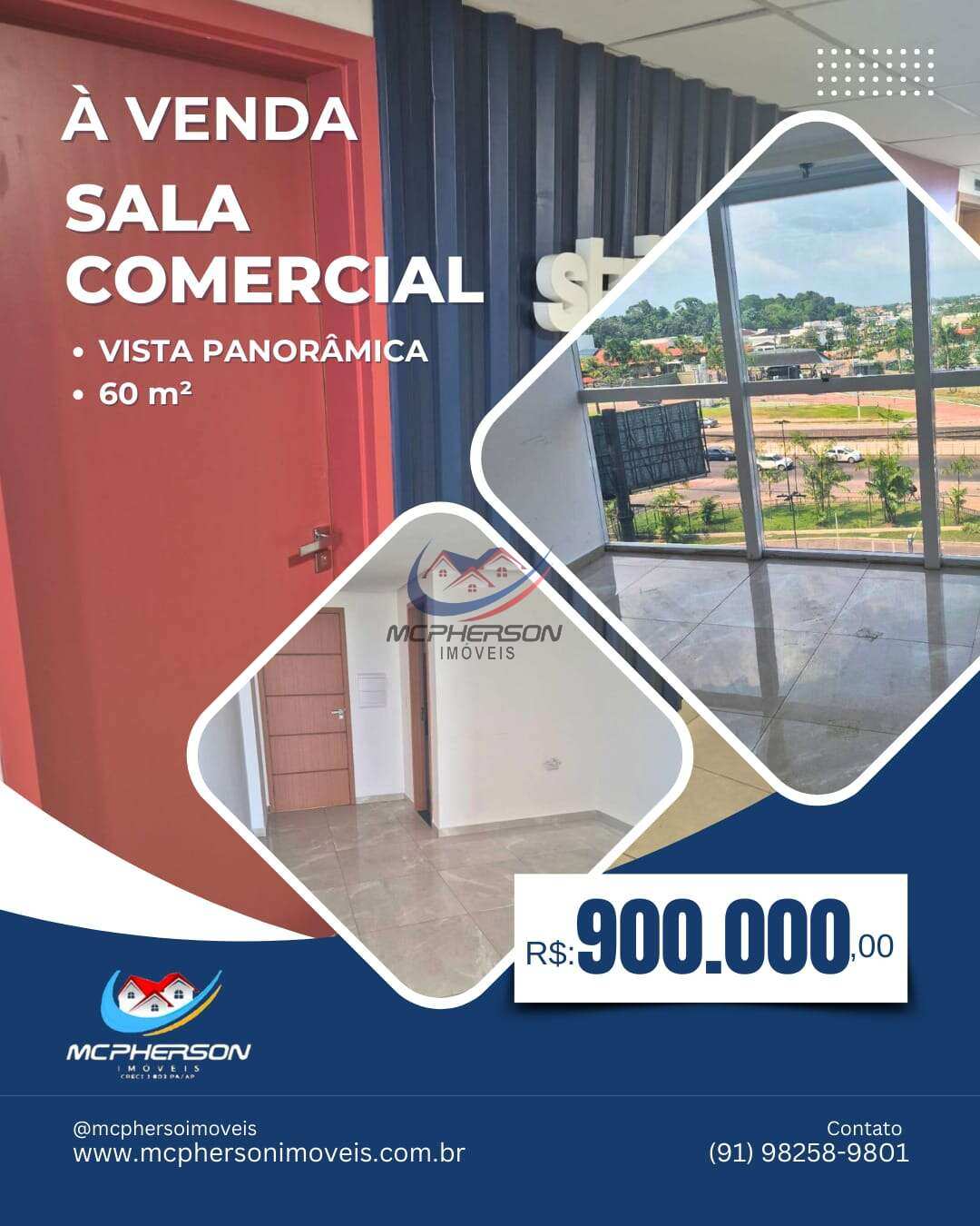 Sala comercial à venda em Belém, Parque Verde, 60m² - Mcpherson Imóveis